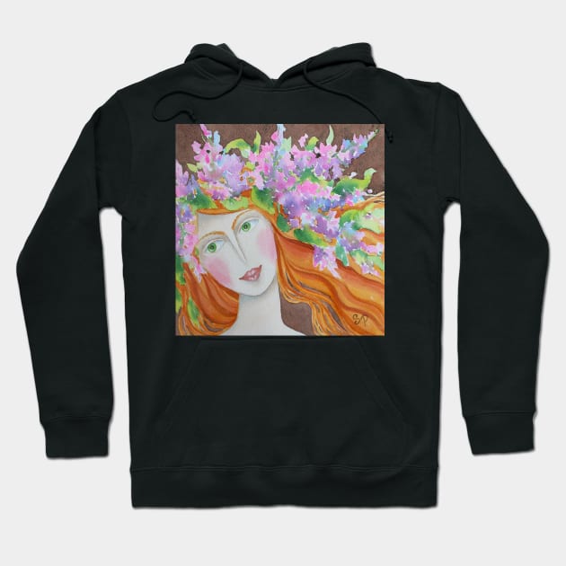 Lilac Crown Watercolor Painting Hoodie by SvitlanaProuty